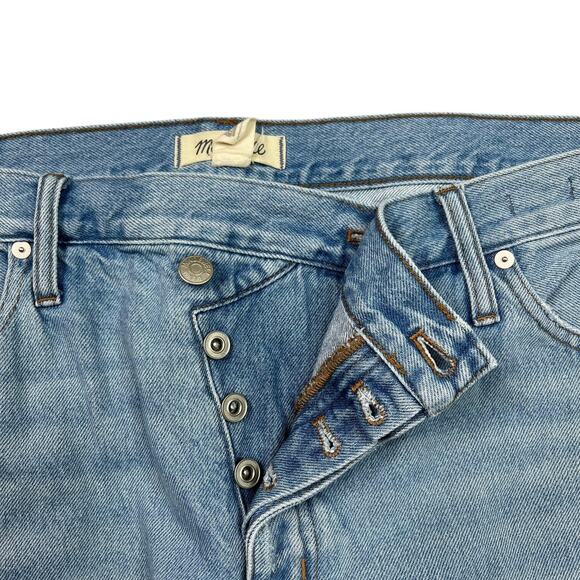Madewell Low Slung Straight Slouchy Jeans Button Fly Cross Tab Light Wash 33 - Picture 6 of 10